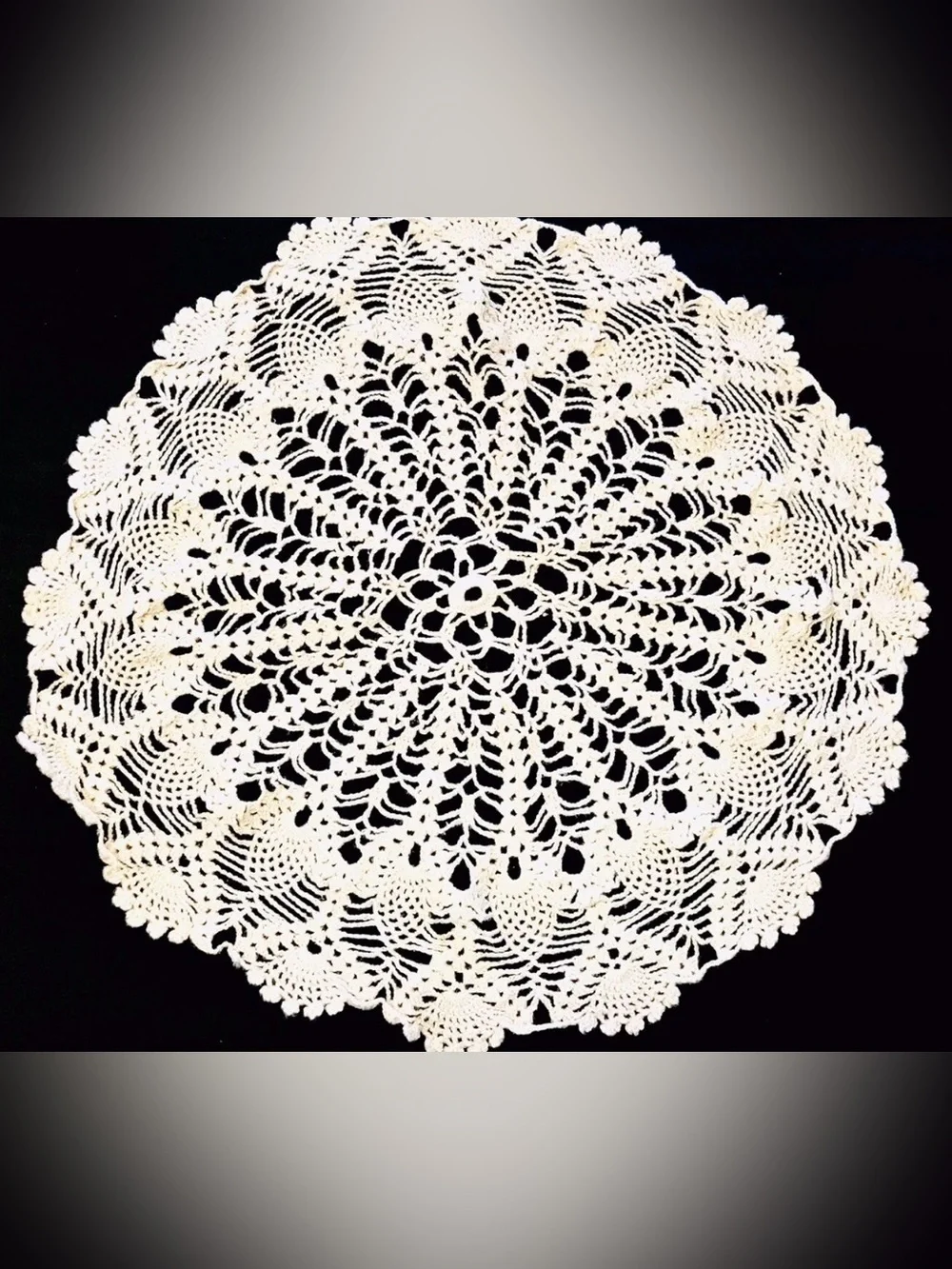 Vintage Hand Crocheted Cotton Set Of 6 Ivory & Purple Round & Rectangle Doilies